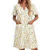 image:imageEkouaer Nightgowns for Women Cotton House Dress with Pockets Button DusterYellow Green Leaf