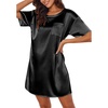 image:imageEkouaer Silk Nightgown for Women Short Sleeve Satin Sleep ShirtsBlack
