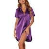 image:imageEkouaer Silk Nightgowns for Women Sexy Nightshirt Satin Button Up Sleepwear