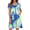 image:imageEkouaer Women Zipper Front House Coat Robe Zip Up Bathrobes Short NightgownTie Dye Blue