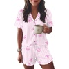 image:imageEkouaer Womens Pajama Sets Button Down Cute Ruffled Pjs Set SleepwearPink Stripe Bow