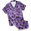 image:imageEkouaer Womens Satin Pajama Set Silk Pj Short Sets 2 Piece Loungewear S5XLPurple Halloween Print