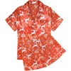 image:imageEkouaer Womens Silk Satin Pajama Sets Soft Short Sleeve Button Up SleepwearChristmas Red Deer
