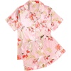 image:imageEkouaer Womens Silk Satin Pajama Sets Soft Short Sleeve Button Up SleepwearFloral Pink