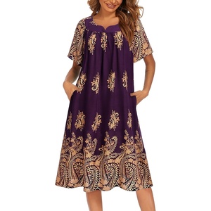 image:imageEkouaer House Dresses for Women with Pockets Short Sleeve NightgownFloral Purple