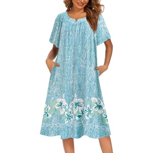image:imageEkouaer House Dresses for Women with Pockets Short Sleeve NightgownGreen Flower