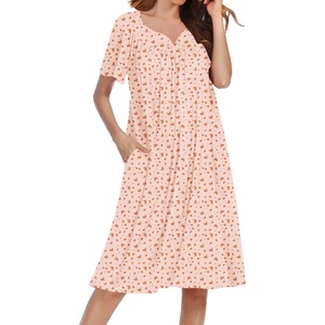 image:imageEkouaer Moo Moos for Women Short Sleeve House Dress with PocketsOrange Flower