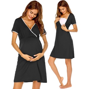 image:imageEkouaer Nursing Nightgown Labor and Delivery Gown Dress Maternity PajamasBlack