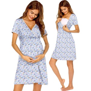 image:imageEkouaer Nursing Nightgown Labor and Delivery Gown Dress Maternity PajamasBlue White Floral