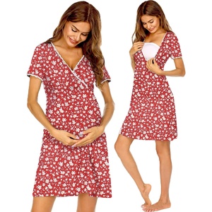 image:imageEkouaer Nursing Nightgown Labor and Delivery Gown Dress Maternity PajamasRed Floral