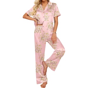 image:imageEkouaer Silk Pajamas for Womens Set 2 Piece Fall Pjs with PocketsPinkflower