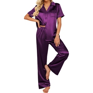 image:imageEkouaer Silk Pajamas for Womens Set 2 Piece Fall Pjs with PocketsPurple