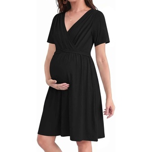 image:imageEkouaer Women 3 in 1 Labor and Delivery Gown Split Front Flap Maternity Hospital Dress Nursing Nightgown for BreastfeedingBlack