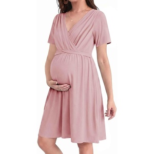 image:imageEkouaer Women 3 in 1 Labor and Delivery Gown Split Front Flap Maternity Hospital Dress Nursing Nightgown for BreastfeedingDirty Pink