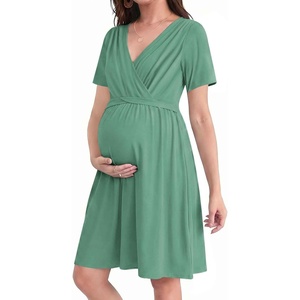image:imageEkouaer Women 3 in 1 Labor and Delivery Gown Split Front Flap Maternity Hospital Dress Nursing Nightgown for BreastfeedingGreen