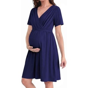 image:imageEkouaer Women 3 in 1 Labor and Delivery Gown Split Front Flap Maternity Hospital Dress Nursing Nightgown for BreastfeedingNavy Blue