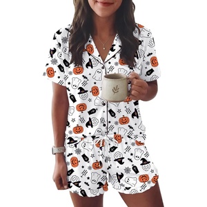 image:imageEkouaer Womens Pajama Sets Button Down Cute Ruffled Pjs Set SleepwearHalloween1
