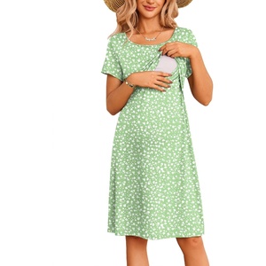 image:imageMaternity Summer Dress Breastfeeding Nursing Friendly Pregnancy DressesGreen Floral