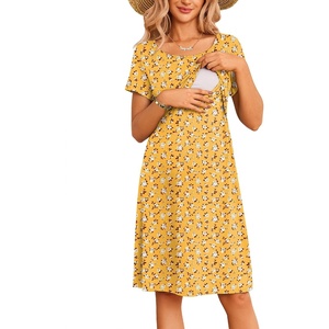 image:imageMaternity Summer Dress Breastfeeding Nursing Friendly Pregnancy DressesYellow Floral