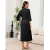 image:imageEkouaer Robes for Women Long Knit Bathrobe Soft 34 Sleeves Kimono RobeBlack