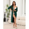 image:imageEkouaer Robes for Women Long Knit Bathrobe Soft 34 Sleeves Kimono RobeDeep Green