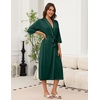 image:imageEkouaer Robes for Women Long Knit Bathrobe Soft 34 Sleeves Kimono RobeDeep Green