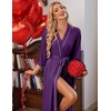 image:imageEkouaer Robes for Women Long Knit Bathrobe Soft 34 Sleeves Kimono RobeDeep Purple