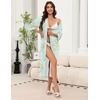 image:imageEkouaer Robes for Women Long Knit Bathrobe Soft 34 Sleeves Kimono RobeGreen Daisy