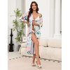 image:imageEkouaer Robes for Women Long Knit Bathrobe Soft 34 Sleeves Kimono RobeGreen Floral