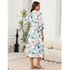 image:imageEkouaer Robes for Women Long Knit Bathrobe Soft 34 Sleeves Kimono RobeGreen Floral