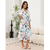 image:imageEkouaer Robes for Women Long Knit Bathrobe Soft 34 Sleeves Kimono RobeGreen Floral