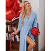 image:imageEkouaer Robes for Women Long Knit Bathrobe Soft 34 Sleeves Kimono RobeLight Blue