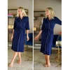 image:imageEkouaer Robes for Women Long Knit Bathrobe Soft 34 Sleeves Kimono RobeNavy Blue