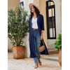 image:imageEkouaer Robes for Women Long Knit Bathrobe Soft 34 Sleeves Kimono RobeNavy Blue