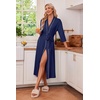 image:imageEkouaer Robes for Women Long Knit Bathrobe Soft 34 Sleeves Kimono RobeNavy Blue