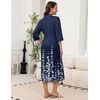 image:imageEkouaer Robes for Women Long Knit Bathrobe Soft 34 Sleeves Kimono RobeNavy Blue Floral