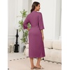 image:imageEkouaer Robes for Women Long Knit Bathrobe Soft 34 Sleeves Kimono RobePurple Red