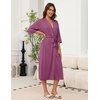 image:imageEkouaer Robes for Women Long Knit Bathrobe Soft 34 Sleeves Kimono RobePurple Red