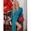 image:imageEkouaer Robes for Women Long Knit Bathrobe Soft 34 Sleeves Kimono RobeTurquoise
