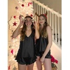 image:imageEkouaer Satin Pajama Set for Women Silk Pjs Sets Camisole Top and ShortsBlack