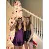image:imageEkouaer Satin Pajama Set for Women Silk Pjs Sets Camisole Top and ShortsDeep Purple