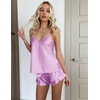 image:imageEkouaer Satin Pajama Set for Women Silk Pjs Sets Camisole Top and ShortsLavender