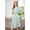image:imageEkouaer Women Kimono Robes Full Length Knit Bathrobe Lightweight SleepwearGreen Flowers