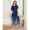 image:imageEkouaer Women Robe Zipper Short Sleeves Full Length House Coat with PocketsBlue Floral Silhouette