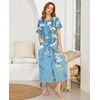 image:imageEkouaer Women Robe Zipper Short Sleeves Full Length House Coat with PocketsBlue Gradient Florals