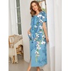 image:imageEkouaer Women Robe Zipper Short Sleeves Full Length House Coat with PocketsBlue Gradient Florals