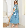 image:imageEkouaer Women Robe Zipper Short Sleeves Full Length House Coat with PocketsBlue Gradient Florals