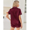 image:imageEkouaer Women Satin Pajama Sets Cute Print Silk Pjs Shorts Sets S4XLWine Red