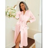 image:imageEkouaer Women Silk Robes Long Satin Bridesmaid Bathrobe Soft Pink Bath Robe