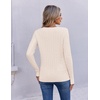 image:imageEkouaer Womens Cable Knit V Neck Sweater Long Sleeve Fall Tops Clothes 2026Apricot